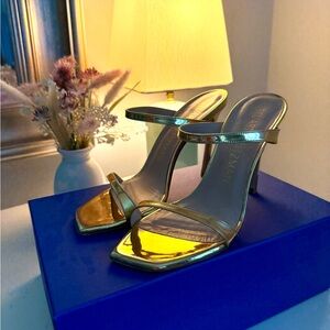 Stuart Weitzman Aleen Metallic Gold Heels 8.5